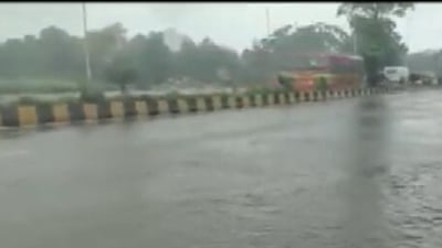 A heavily inundated road in Sion. (ANI) 