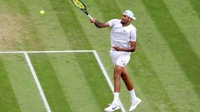 Wimbledon - Australia's Nick Kyrgios in action during his fourth round match against Brandon Nakashima of the U.S. (REUTERS)