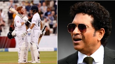 Jonny Bairstow with Joe Root; Sachin Tendulkar