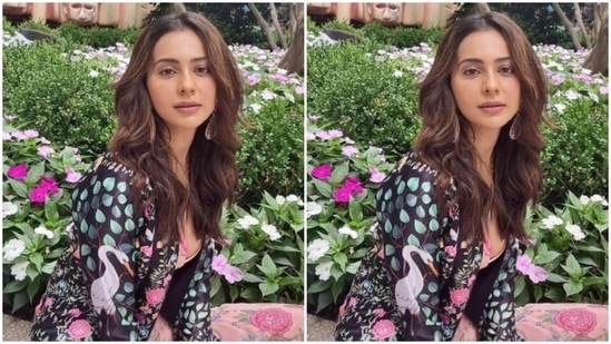 Rakul Preet played muse to fashion designer houses Ahikoza and Limerick and picked a pink and black co-ord set from their shelves.(Instagram/@rakulpreet)