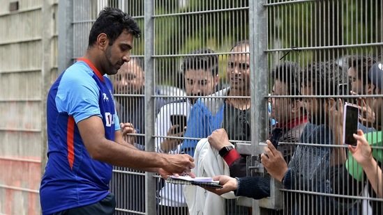 R Ashwin signs autographs for fans in Birmingham(AP) R Ashwin signs autographs for fans in Birmingham(AP)