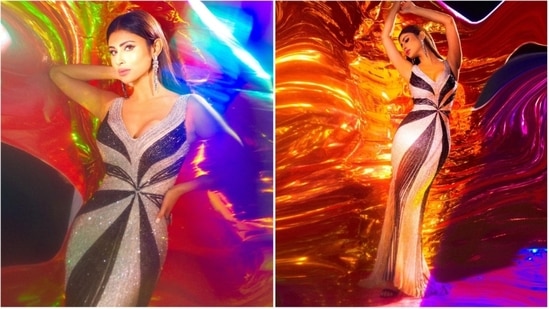 For an episode of the show DID L'il Master, Mouni Roy donned a gorgeous embellished figure-hugging gown.(Instagram/@imouniroy)