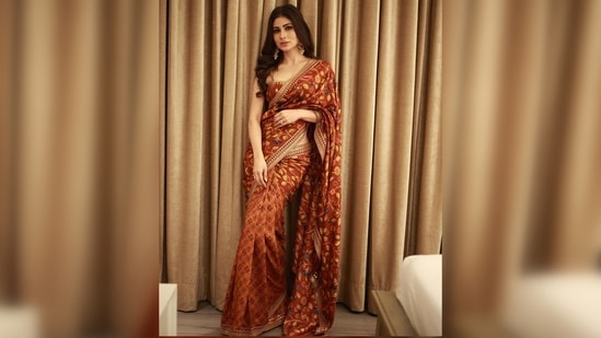 Mouni Roy called herself "#ASareeGirlForever." She left her hair open and struck some stunning poses for the camera.(Instagram/@imouniroy)
