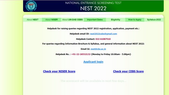 NEST result 2022 out at nestexam.in, direct link here