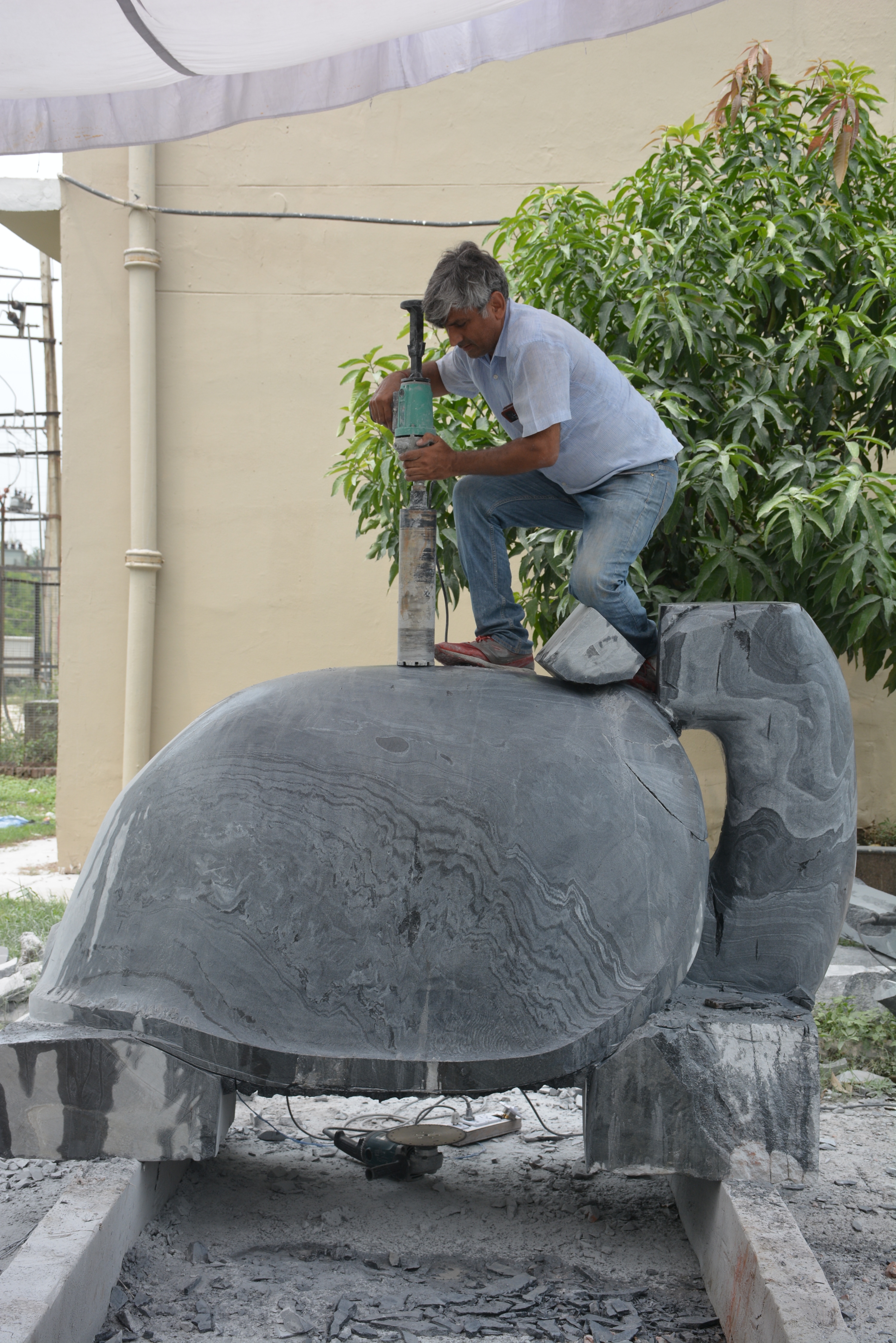 Art and cultural officer (sculpture) of the Haryana art and cultural affairs department, Hirday Kaushal working on a piece. Art and cultural officer (sculpture) of the Haryana art and cultural affairs department, Hirday Kaushal working on a piece.