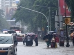 Incessant rainfall was reported in Mumbai on Wednesday morning, after spells of heavy showers over the last two days. Citizens complained of water-logging in some low-lying areas of the city.(HT Photo/Vijay Bate)