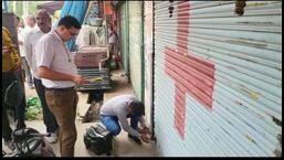 The chemist’s shop in Sohna was sealed after the raid. (Sourced)