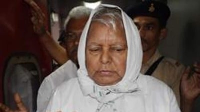 Lalu Yadav fell down the stairs of his house at 10 Circular Road in Patna on Sunday. (PTI Photo) Lalu Yadav fell down the stairs of his house at 10 Circular Road in Patna on Sunday. (PTI Photo)