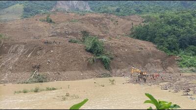 A landslide, said to be the first of such magnitude in Manipur, hit a railway construction camp, about 75 km west of the state capital, after the midnight on June 29. (HT File Photo) A landslide, said to be the first of such magnitude in Manipur, hit a railway construction camp, about 75 km west of the state capital, after the midnight on June 29. (HT File Photo)