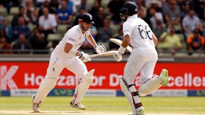 England's Alex Lees runs with Joe Root (Action Images via Reuters)