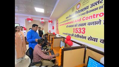 Urban development minister AK Sharma launching the 1533 toll free service on Wednesday. (HT Photo) Urban development minister AK Sharma launching the 1533 toll free service on Wednesday. (HT Photo)