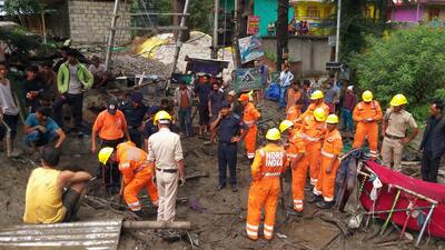 Rescue operation underway after cloud burst as heavy rainfall continues, in Himachal Pradesh’s Kullu on Wednesday. (ANI) Rescue operation underway after cloud burst as heavy rainfall continues, in Himachal Pradesh’s Kullu on Wednesday. (ANI)