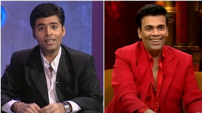 Karan Johar in season 1 and season 7 of Koffee With Karan respectively. Karan Johar in season 1 and season 7 of Koffee With Karan respectively.