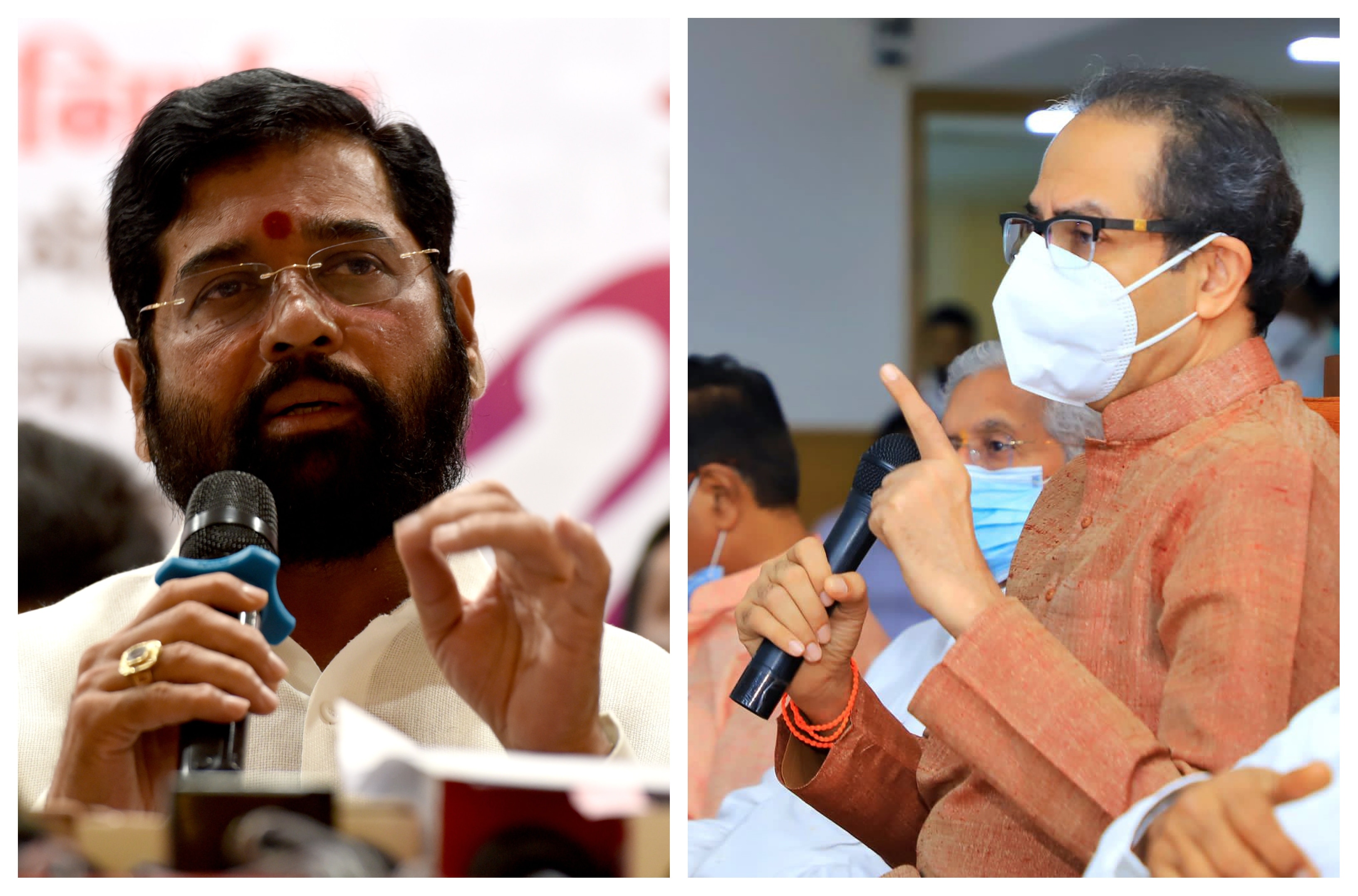File photo of Maharashtra CM Eknath Shinde and Sena supremo Uddhav Thackeray. File photo of Maharashtra CM Eknath Shinde and Sena supremo Uddhav Thackeray.