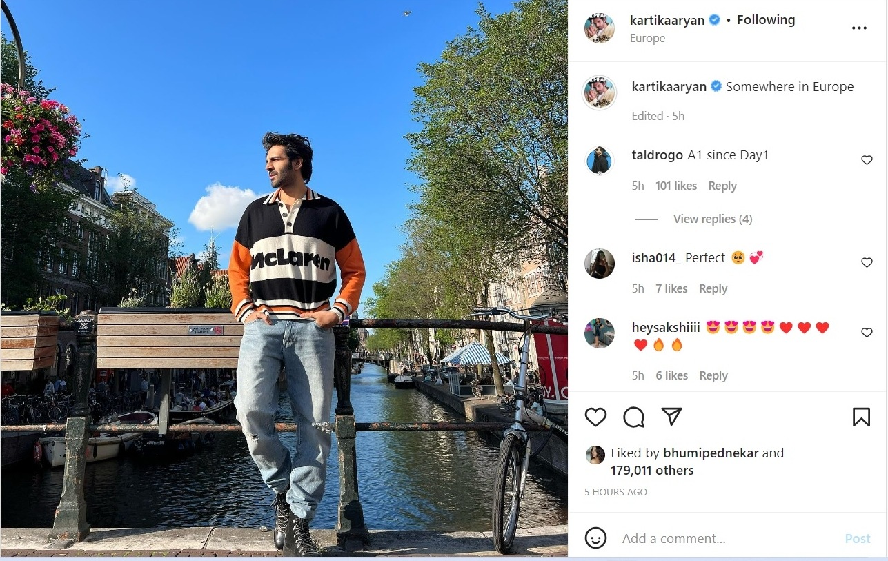 Kartik Aaryan is in Europe.&nbsp;