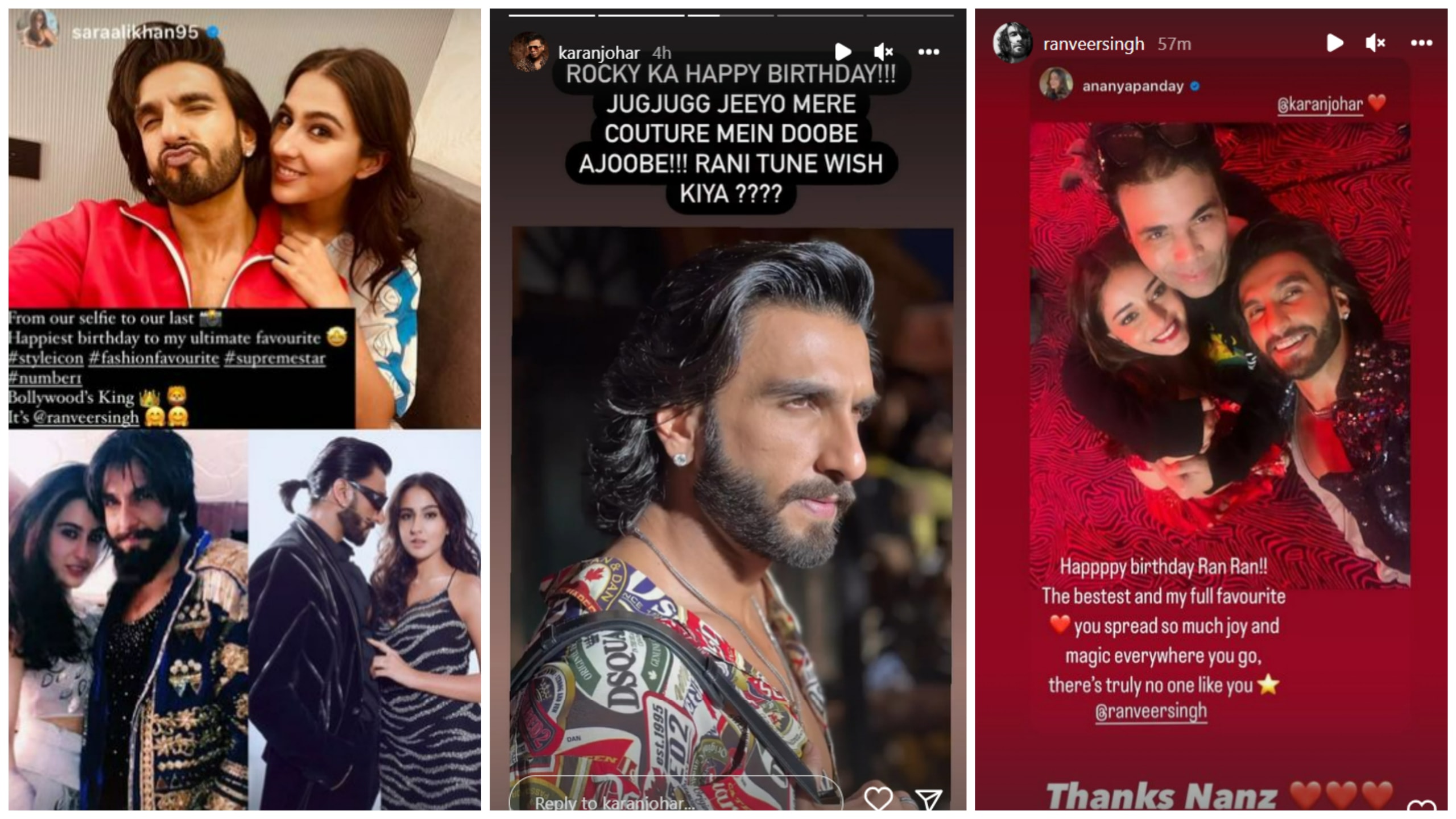 Ranveer Singh takes to his Instagram stories to thank everyone who wished  him a happy birthday