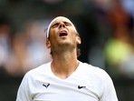 Spain's Rafael Nadal reacts during his quarter final match against Taylor Fritz of the U.S