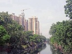 A view of the drain in Sector 1, Ghaziabad. (HT Photo) A view of the drain in Sector 1, Ghaziabad. (HT Photo)