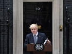 Boris Johnson, UK Prime Minister, makes a resignation speech outside 10 Downing Street in London, UK, on Thursday, July 7, 2022. (Photographer: Chris J. Ratcliffe/Bloomberg)