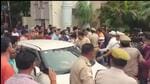 Chhattisgarh Police at the residence of Zee TV anchor Rohit Ranjan in Ghaziabad on Tuesday. Chhattisgarh Police at the residence of Zee TV anchor Rohit Ranjan in Ghaziabad on Tuesday.