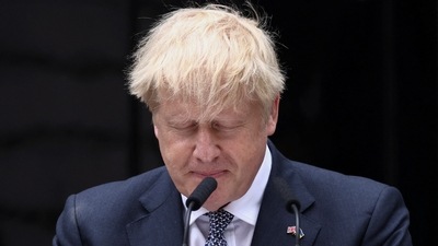 British Prime Minister Boris Johnson makes a statement at Downing Street in London, Britain. (REUTERS)