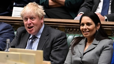 Britain's Prime Minister Boris Johnson and Home Secretary Priti Patel. (AFP) Britain's Prime Minister Boris Johnson and Home Secretary Priti Patel. (AFP)
