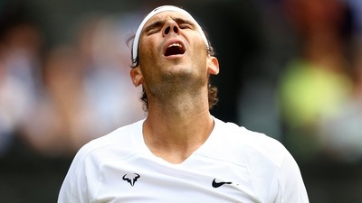Spain's Rafael Nadal reacts during his quarter final match against Taylor Fritz of the U.S (REUTERS)