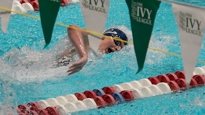 FILE - Pennsylvania transgender swimmer Lia Thomas swims in the first leg of the 800-yard freestyle relay at the Ivy League women's swimming and diving championships at Harvard, Wednesday, Feb. 16, 2022. (AP) FILE - Pennsylvania transgender swimmer Lia Thomas swims in the first leg of the 800-yard freestyle relay at the Ivy League women's swimming and diving championships at Harvard, Wednesday, Feb. 16, 2022. (AP)