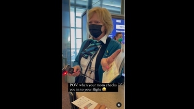 The woman checked her daughter into her flight. (candacetaha/Instagram ) The woman checked her daughter into her flight. (candacetaha/Instagram )