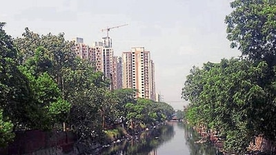 A view of the drain in Sector 1, Ghaziabad.&nbsp; (HT Photo)