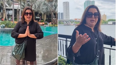 Farah Khan in her travel vlog.