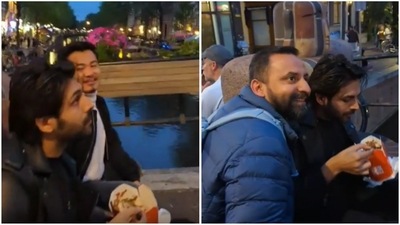 Kartik Aaryan ran into some fans in Europe. Kartik Aaryan ran into some fans in Europe.