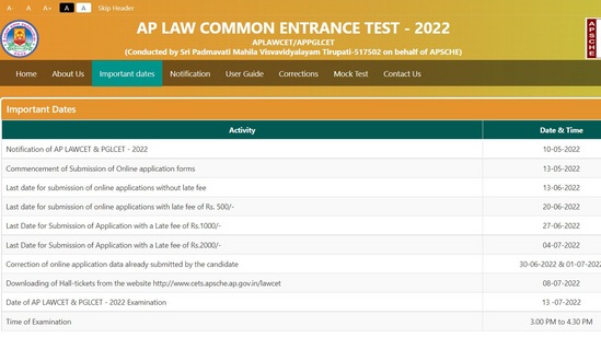 AP LAW CET 2022 hall ticket releasing tomorrow at cets.apsche.ap.gov.in AP LAW CET 2022 hall ticket releasing tomorrow at cets.apsche.ap.gov.in
