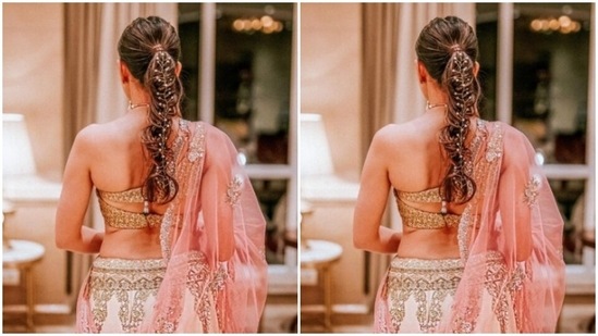 Sonnalli wore her long tresses into a messy braid and added a silver sequin to her hair as a decoration.(Instagram/@sonnalliseygall)
