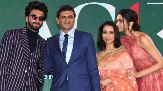 Ranveer Singh with Deepika Padukone and her parents Prakash and Ujjala Padukone.