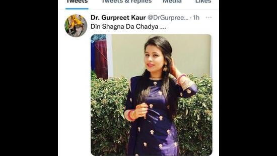 The photo tweeted by Dr Gurpreet Kaur on her official handle before the wedding on Thursday. (Twitter)