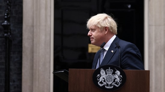 British Prime Minister Boris Johnson makes a statement at Downing Street in London, Britain, July 7, 2022. (REUTERS/Henry Nicholls)