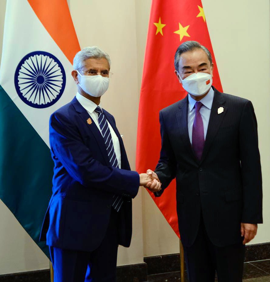 External affairs minister S Jaishankar meets with his Chinese counterpart Wang Yi on the sidelines of the G20 Foreign Ministers Meeting, in Bali on Thursday. (S Jaishankar Twitter) External affairs minister S Jaishankar meets with his Chinese counterpart Wang Yi on the sidelines of the G20 Foreign Ministers Meeting, in Bali on Thursday. (S Jaishankar Twitter)