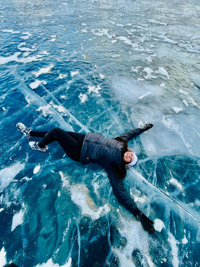 Bhavya Chandrasekhar in Tso Moriri lake in Leh