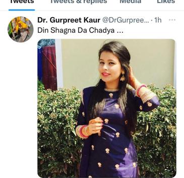 The photo tweeted by Dr Gurpreet Kaur on her official handle before the wedding on Thursday. (Twitter) The photo tweeted by Dr Gurpreet Kaur on her official handle before the wedding on Thursday. (Twitter)