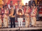 PM Modi and Shinzo Abe during the Ganga Aarti in Varanasi in 2017. PM Modi and Shinzo Abe during the Ganga Aarti in Varanasi in 2017.