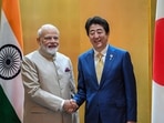 In this June 27, 2019 file photo Prime Minister Narendra Modi shakes hands with his Japanese counterpart Shinzo Abe prior to their meeting in Osaka, Japan.(PTI file photo) In this June 27, 2019 file photo Prime Minister Narendra Modi shakes hands with his Japanese counterpart Shinzo Abe prior to their meeting in Osaka, Japan.(PTI file photo)