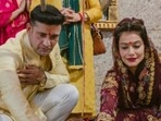 Sangram Singh and Payal Rohatgi at the temple. Sangram Singh and Payal Rohatgi at the temple.