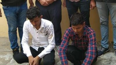 Ritik Singh (squatting on right) started robbing people to make up for ₹16 lakh that he had stolen from his family and gambled away, police said. (Sourced) Ritik Singh (squatting on right) started robbing people to make up for ₹16 lakh that he had stolen from his family and gambled away, police said. (Sourced)