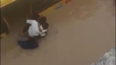At least 30 schoolchildren had a miraculous escape after their school bus got stranded in a flash flood while passing through a railway-under-bridge in Telangana’s Mahabubnagar district on Friday morning. (HT Photo) At least 30 schoolchildren had a miraculous escape after their school bus got stranded in a flash flood while passing through a railway-under-bridge in Telangana’s Mahabubnagar district on Friday morning. (HT Photo)