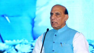 Defence minister Rajnath Singh will inaugurate a seminar on July 11 at which 75 newly developed AI products and technologies with applications in defence will be launched (ANI)