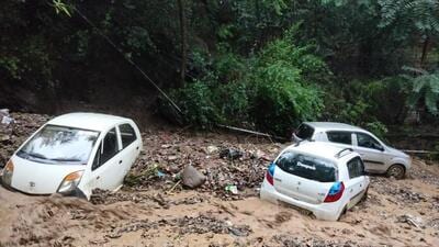 Flashfloods triggered by heavy rains wreaked havoc in Kuh Majhwar panchayat’s Bhagot village in Ghumarwin subdivision of Bilaspur district on Friday. (HT file photo for representational purpose) Flashfloods triggered by heavy rains wreaked havoc in Kuh Majhwar panchayat’s Bhagot village in Ghumarwin subdivision of Bilaspur district on Friday. (HT file photo for representational purpose)