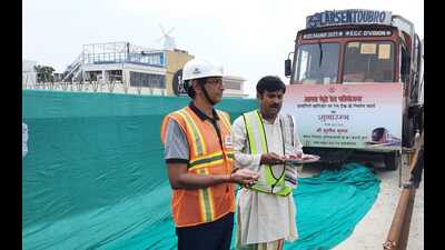 Track work of priority corridor being inaugurated on Friday. (HT Photo)