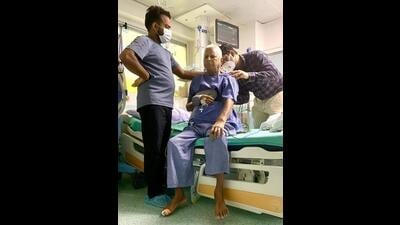 RJD chief Lalu Prasad undergoing treatment at AIIMS, New Delhi, on Friday. (HT Photo)