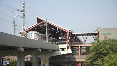 A view of Mohan Nagar Metro station in Ghaziabad on Friday. (Sakib Ali/ HT) A view of Mohan Nagar Metro station in Ghaziabad on Friday. (Sakib Ali/ HT)